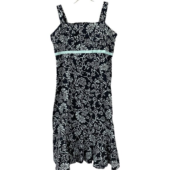 r&k originals Dresses & Skirts - R&K Originals Black & White Floral Sundress With Straps & Ruched Back Size 8